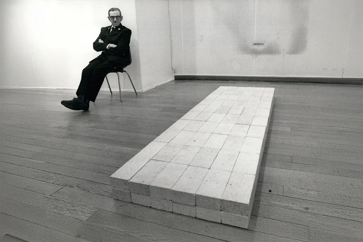 Equivalent VIII, 1966, 120 Firebricks, occasionally referred to as The Bricks, is the last of a series of minimalist sculptures by Carl Andre. The sculpture consists of 120 fire bricks, arranged in two layers, in a six-by-ten rectangle.